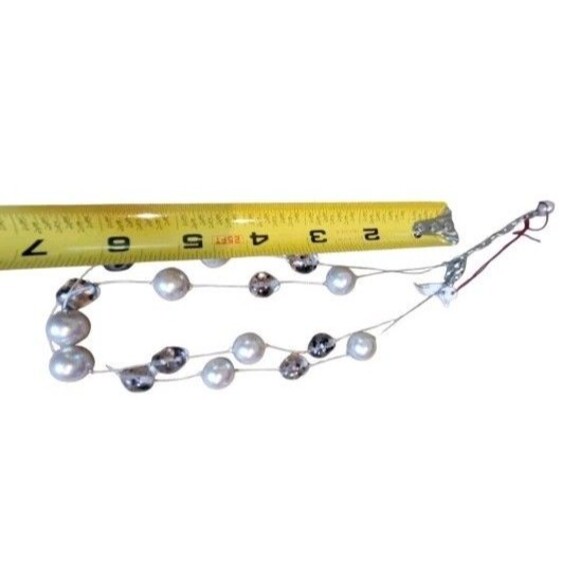 TOP FROG Gray Clear Glass & Silver Faux Pearls Double Strand Illusion Necklace - Picture 10 of 11